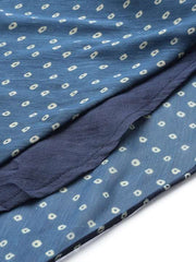 Blue & White Bandhani Printed Fit & Flare Midi Dress - Inddus.com