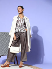 Brown and Ivory Cotton Blend Printed Co-Ords - Inddus.com