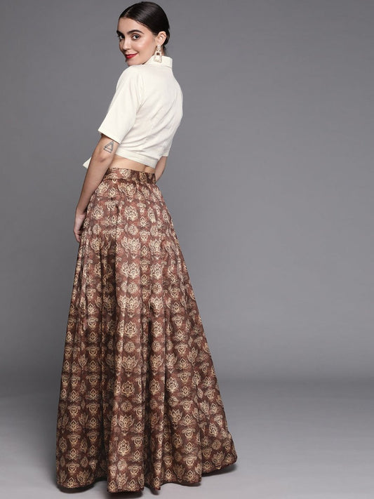 Brown Cotton Blend Co-Ords - Inddus.com