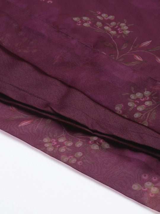 Burgundy Floral Maxi Dress - Inddus.com