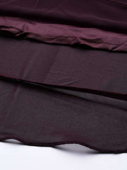 Burgundy Solid Georgette Ethnic Maxi Gown - Inddus.com