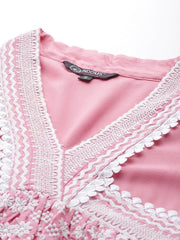 Chikankari Embroidered A-line Midi Dress - Inddus.com