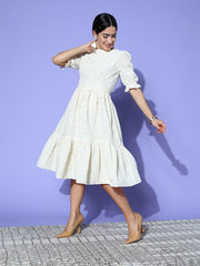 Chikankari Embroidered Midi Dress - Inddus.com