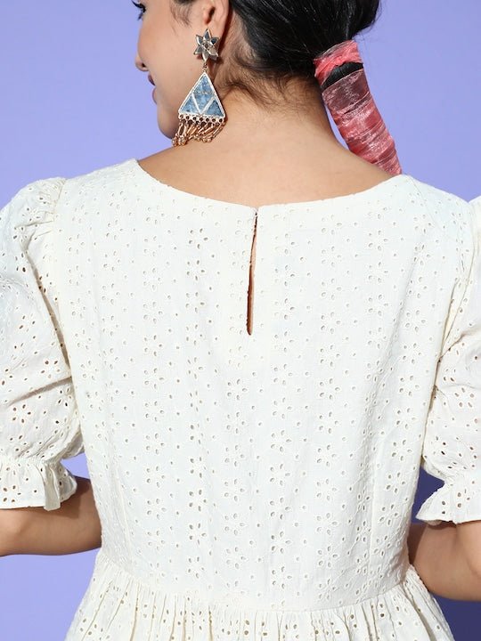 Chikankari Embroidered Midi Dress - Inddus.com