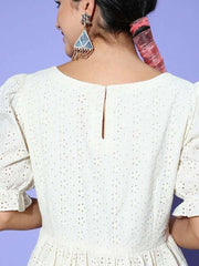 Chikankari Embroidered Midi Dress - Inddus.com
