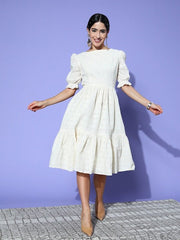 Chikankari Embroidered Midi Dress - Inddus.com