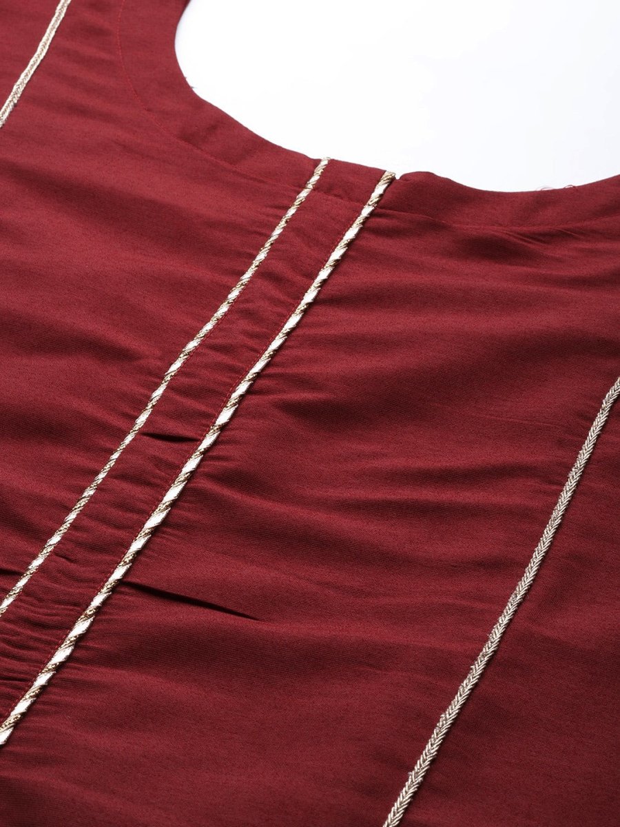 Copy of Women Mustard Yellow Beads and Stones Kurta with Palazzos & With Dupatta - Inddus.com