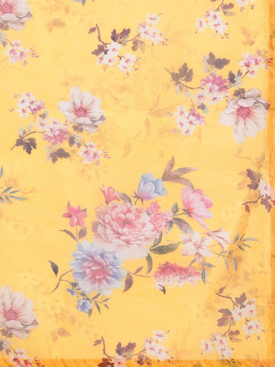 Copy of Women Mustard Yellow Beads and Stones Kurta with Palazzos & With Dupatta - Inddus.com