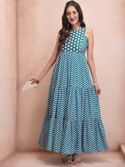 Cotton Fit & Flare Ethnic Dresses - Inddus.com