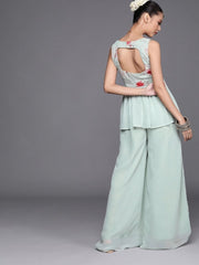 Cozy Sage Green Polyester Printed Crop Top - inddus-us