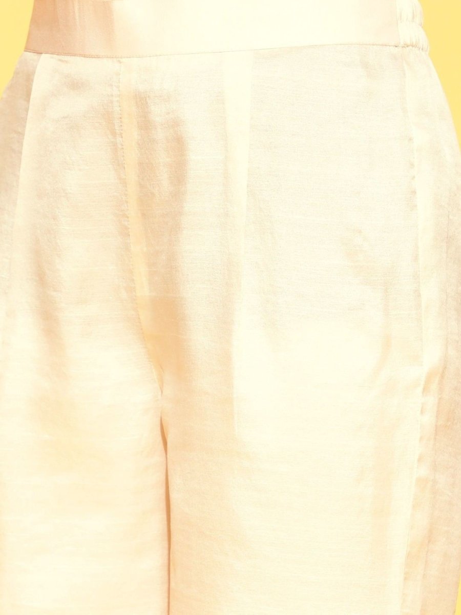Cream and Orange Kurta with Palazzo and Dupatta - Inddus.com