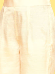 Cream and Orange Kurta with Palazzo and Dupatta - Inddus.com