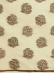 Cream Cotton Blend Woven Design Party Wear Traditional Saree - inddus-us