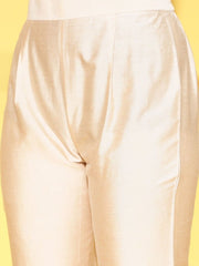 Cream Sequinned Embroidered Kurta with Pants and Net Dupatta - Inddus.com