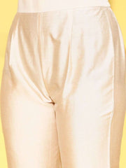 Cream Sequinned Embroidered Kurta with Pants and Net Dupatta - Inddus.com