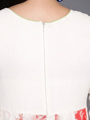 Cream Tye and Dye Embroidered Maxi Dress - inddus-us