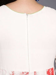 Cream Tye and Dye Embroidered Maxi Dress - inddus-us