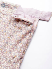 Lavender and white Readymade embroidered lehenga choli with dupatta
