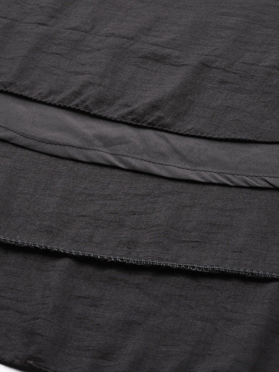 Dark Grey Solid Silk Gown with Jacket - inddus-us