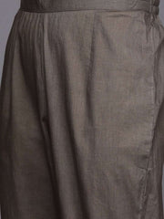 Dark Taupe Embroidered Kaftan Kurta with Pants - inddus-us