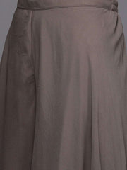 Dark Taupe Embroidered Kurta with Sharara - inddus-us