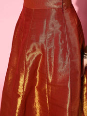 Deep Maroon Woven Design Semi-stitched Lehenga Choli With Dupatta - Inddus.com