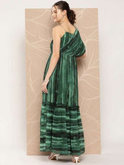 Drape Ombre Printed Maxi Gown with Inner - Inddus.com