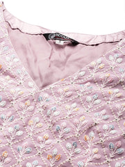 Lavender and white Readymade embroidered lehenga choli with dupatta