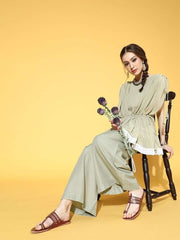 Elegant Sage Green Poly Georgette Solid Crop Top - inddus-us