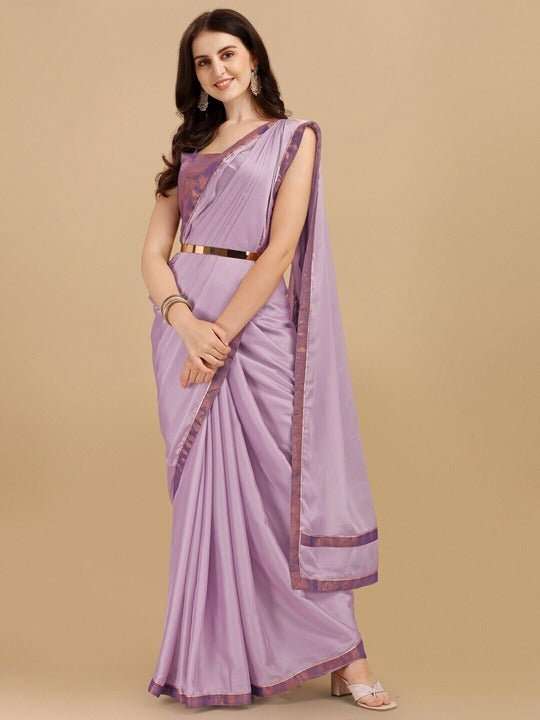 Embellished Border Silk Blend Saree - Inddus.com