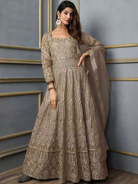 Embellished Fit & Flare Ethnic Dress With Dupatta M-38 Embellished Fit & Flare Ethnic Dress With Dupatta M-38