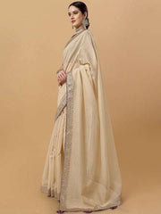 Embellished Sequinned Border Saree - Inddus.com