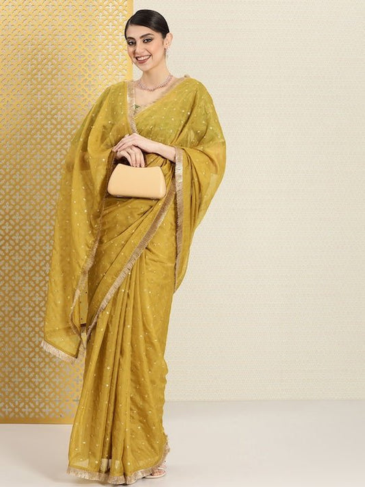 Embellished Sequinned Organza Saree