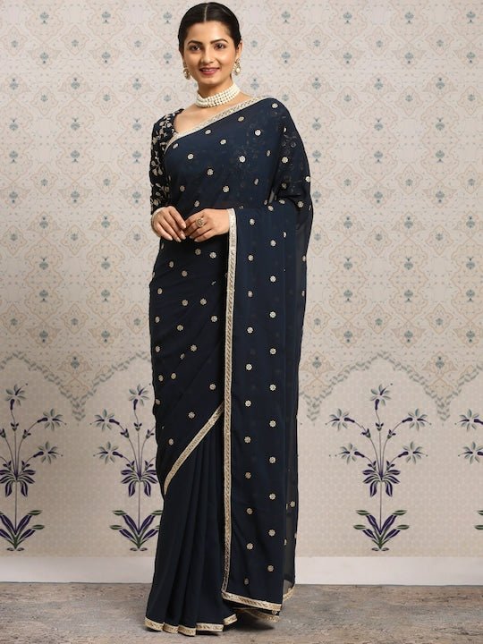 Embroidered Floral Zari Saree