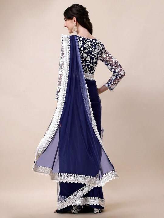 Embroidered Net Saree