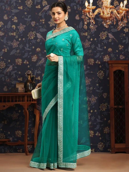 Embroidered Net Saree