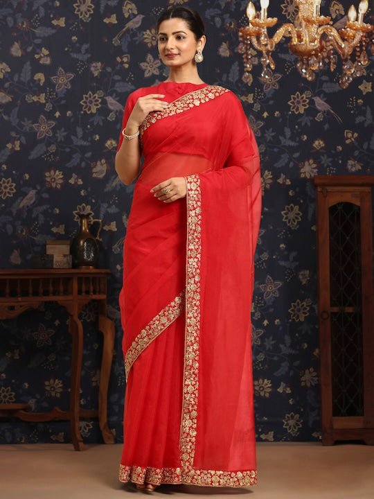 Embroidered Organza Saree