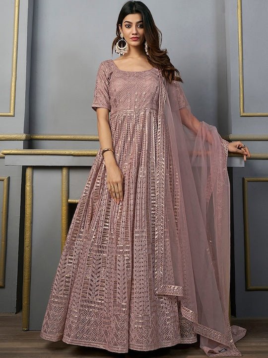 Embroidered Sequined Anarkali Kurta with Dupatta Inddus