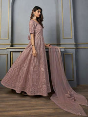 Embroidered Sequined Anarkali Kurta with Dupatta - Inddus.com