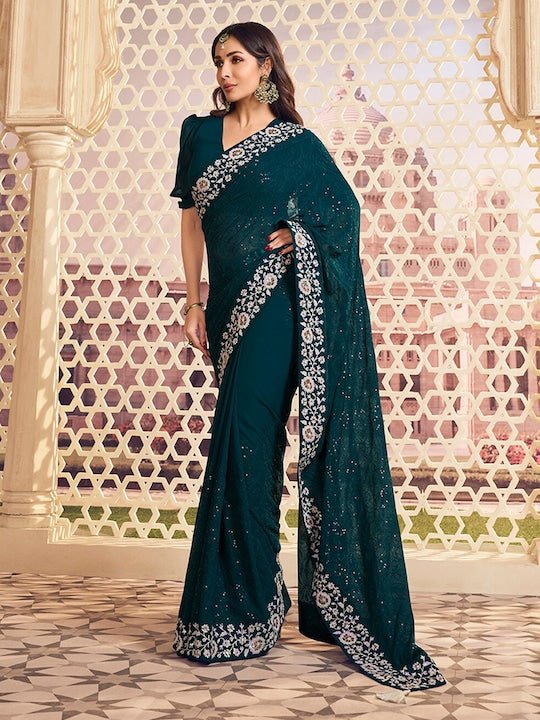 Embroidered Sequinned Saree