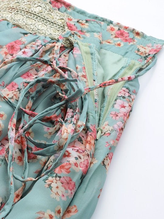 Embroidered Sequinned Unstitched Lehenga & Blouse With Dupatta - Inddus.com