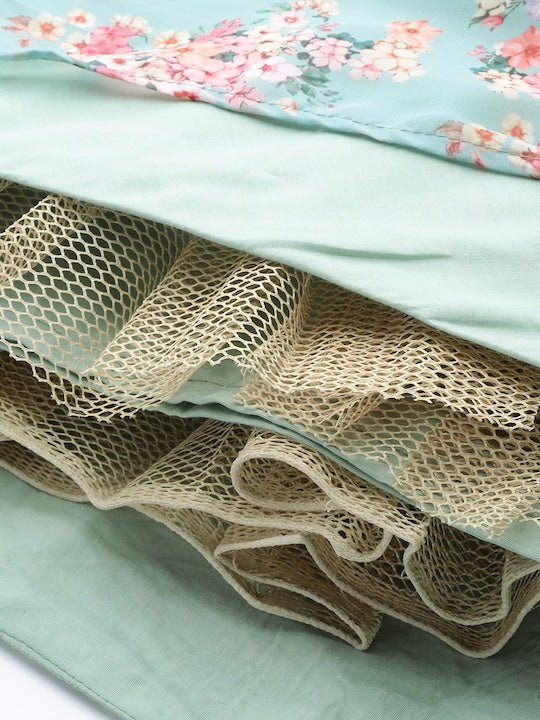 Embroidered Sequinned Unstitched Lehenga & Blouse With Dupatta - Inddus.com