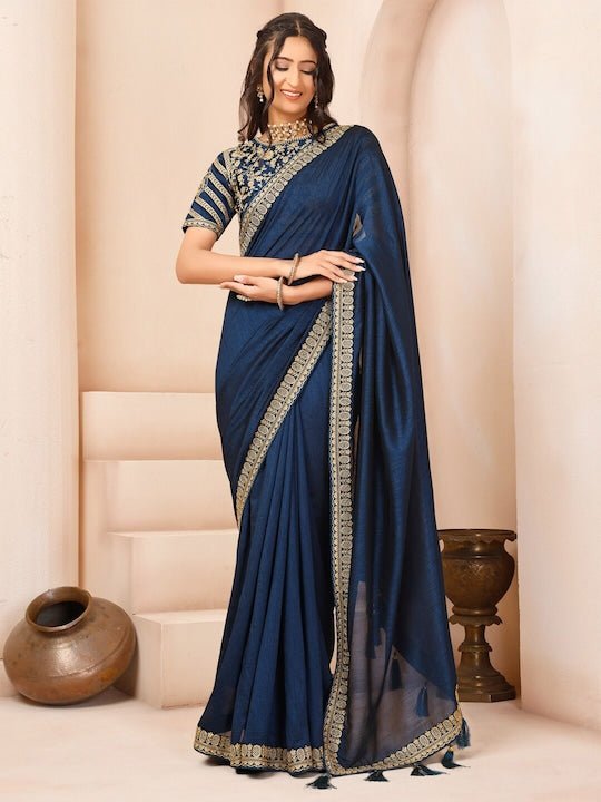 Embroidered Silk Blend Saree