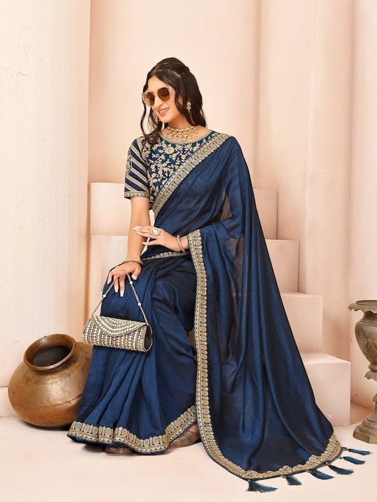 Embroidered Silk Blend Saree