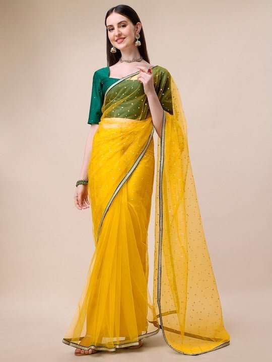 Embroidered Zari Net Sarees