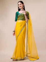 Embroidered Zari Net Sarees