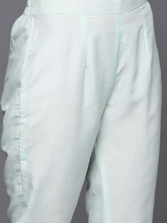 Empire Gotta Patti Chanderi Cotton Kurta with Trousers & With Dupatta - Inddus.com