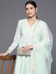 Empire Gotta Patti Chanderi Cotton Kurta with Trousers & With Dupatta - Inddus.com