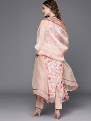 enchanting off white organza printed kurta set