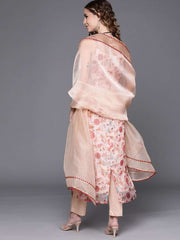 enchanting off white organza printed kurta set